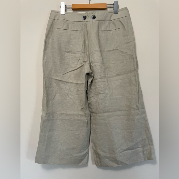 Kenneth Cole Reaction 100% Linen Wide Leg Crop pants Tan size 8 business casual - Picture 3 of 3